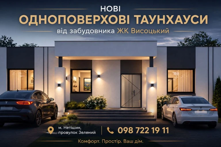 Одноповерховий таунхаус від забудовника ЖК Висоцький!
