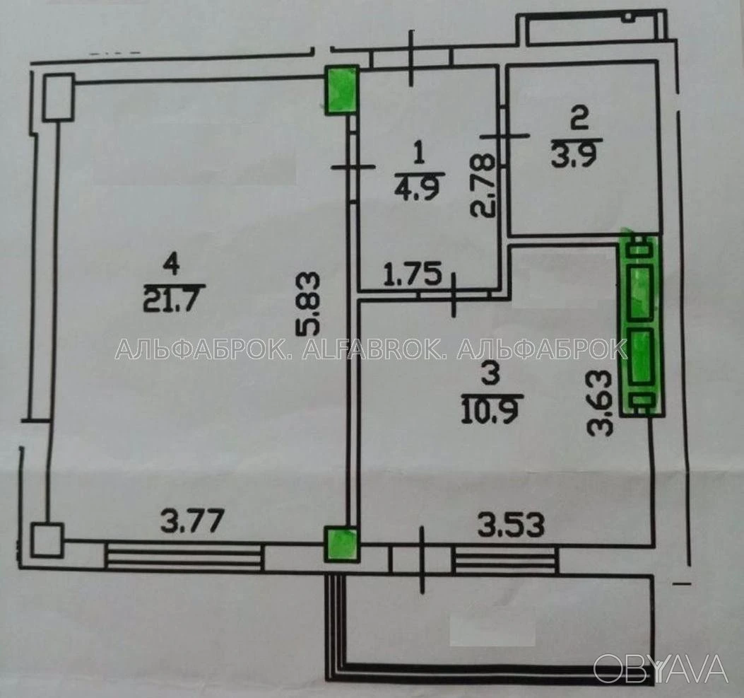 1-room apartment, 43 sq.m.