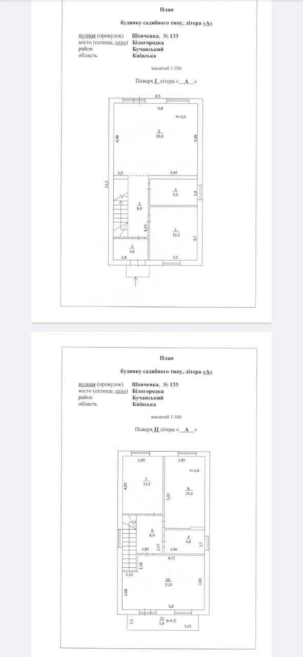 Будинки в центрі Бучі | 123 м² | 3,1–3,2 сотки | Газ | Центр