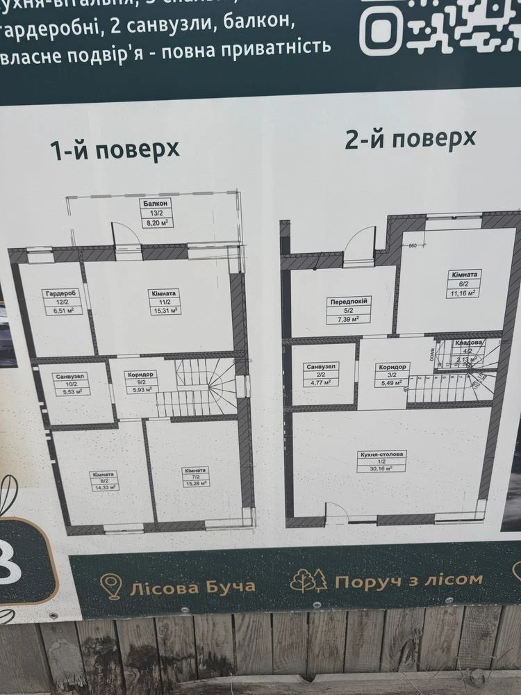Від забудовника дуплекс в Лісовій частині Бучі, 2хв від Біст