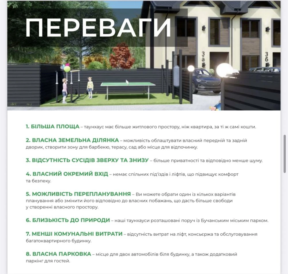 Єоселя /Сертифікат/ваучер -Таунхаус в Бучі біля  Бучанського