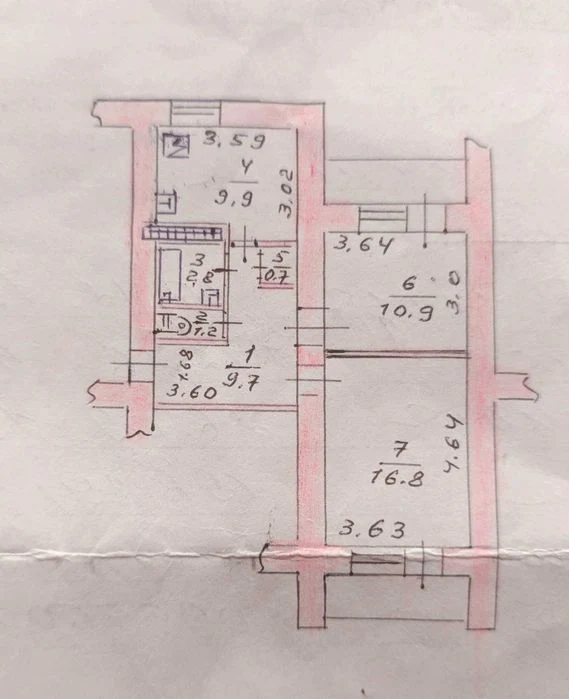Продам 2/3 частину двокімнатної квартири (56 м² + 2 лоджії)