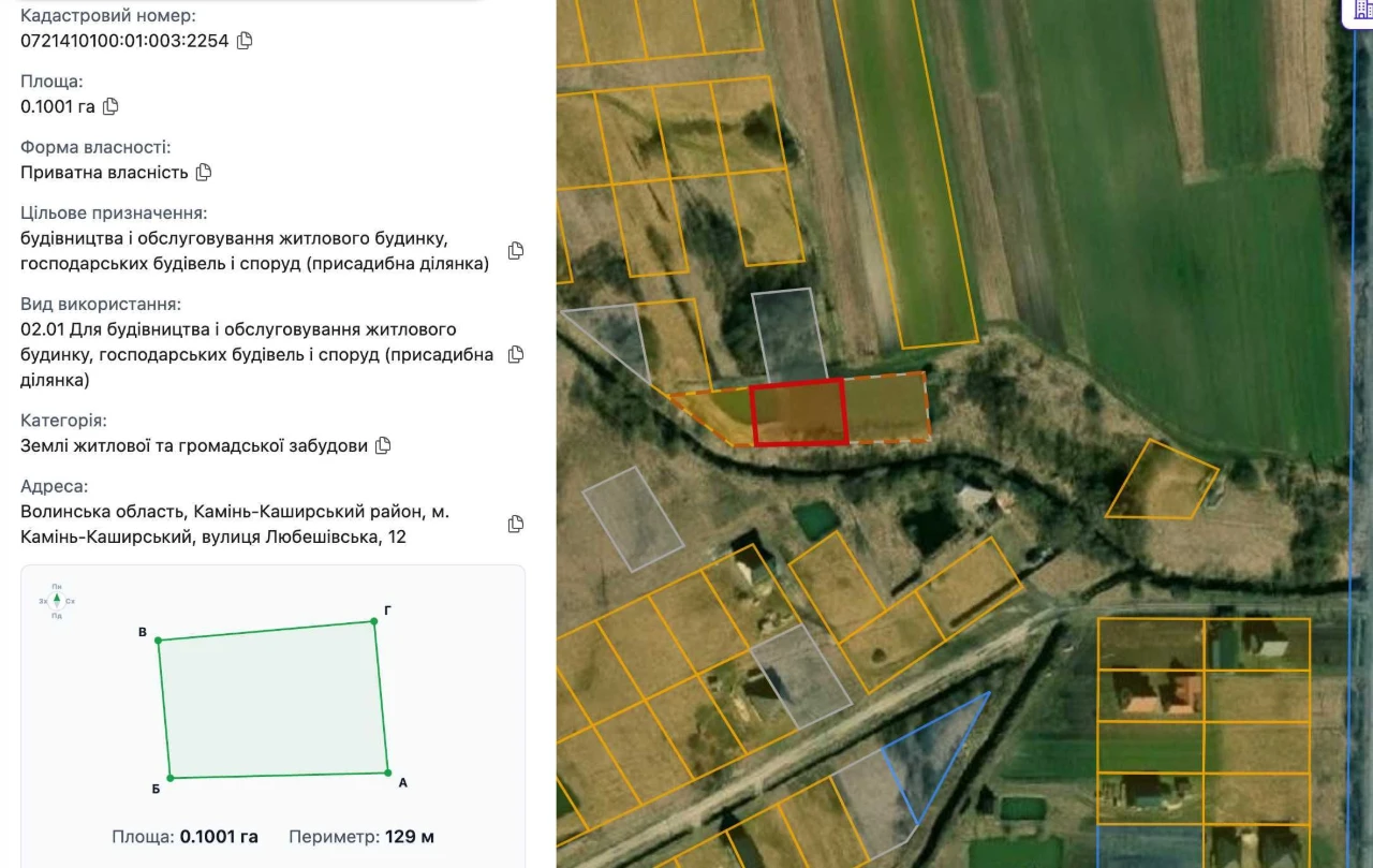 Земельна ділянка 0.1 га під ОЖБ