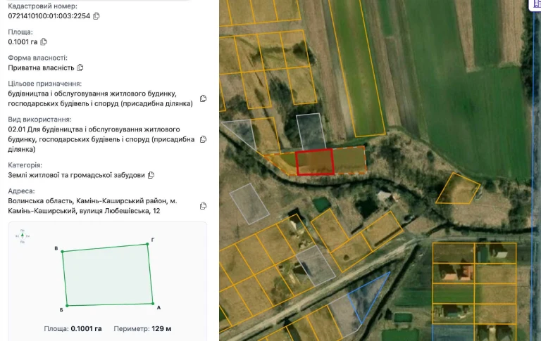 Земельна ділянка 0.1 га під ОЖБ
