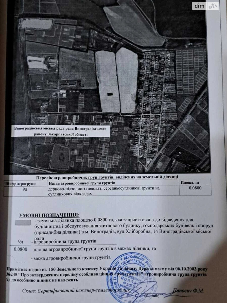 Продаж Ділянка під житлову забудову Виноградів