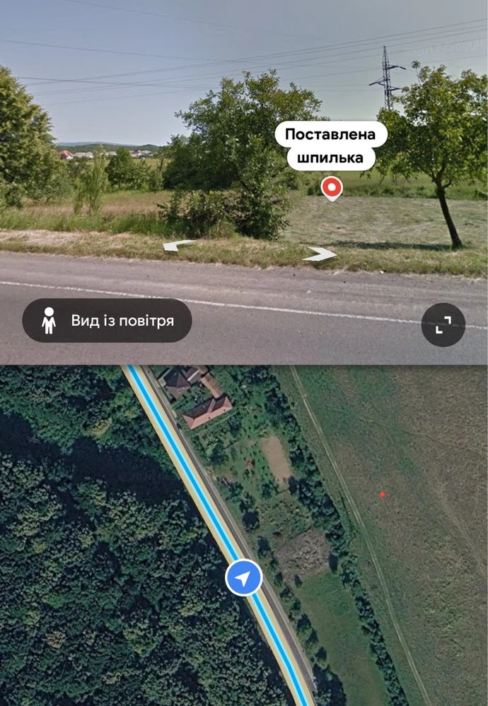 Ділянка 0,1588 га В. Коропець, ур. Шипці, біля Лісу, 17м шир