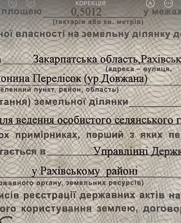 Обмін на авто,або проддаж земельної ділянки 50 соток.Закарпа