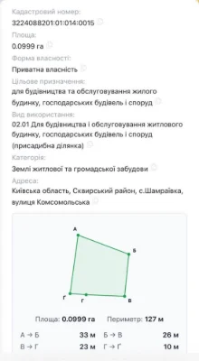 Продаю земельну ділянку під забудову с.Шамраївка, Білоцерків