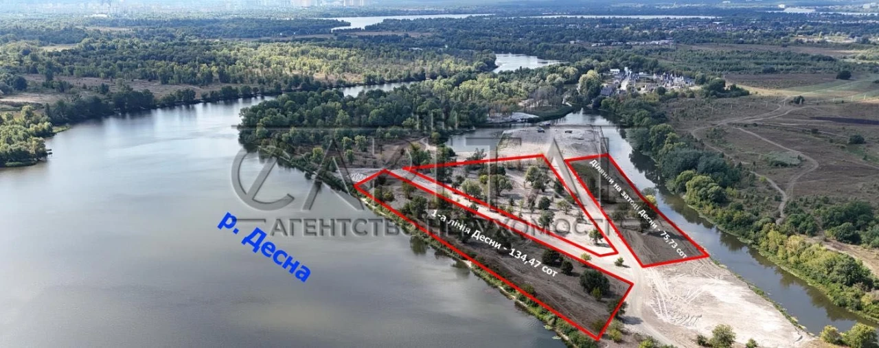 Продаж ділянок біля р.Десна, перша лінія води,