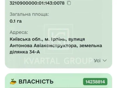 Ділянка. Ірпінь, Авіаконструктора Антонова вул.