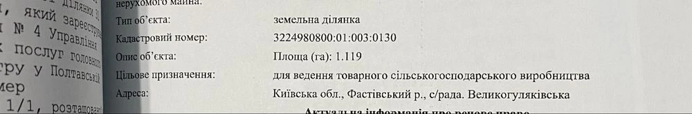 Пай земля в Київській обл