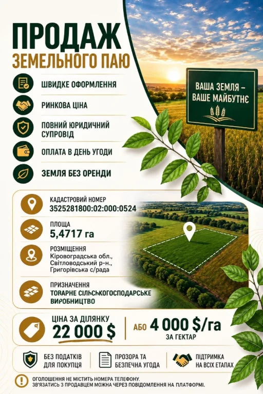 Продаж паю без оренди