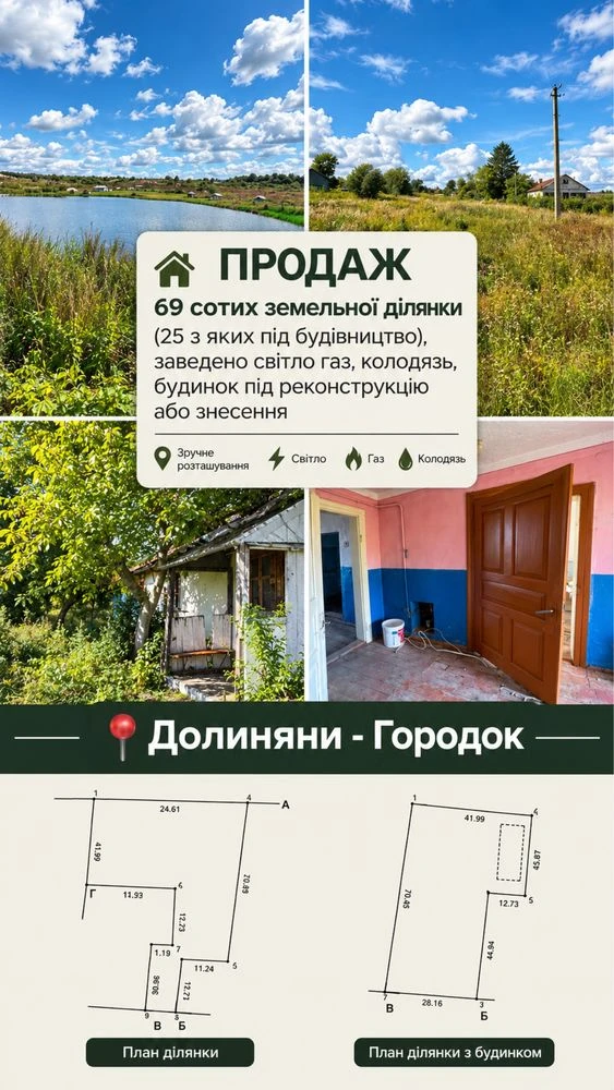 Продаж 69 сот земельної ділянки для бізнесу чи господарства