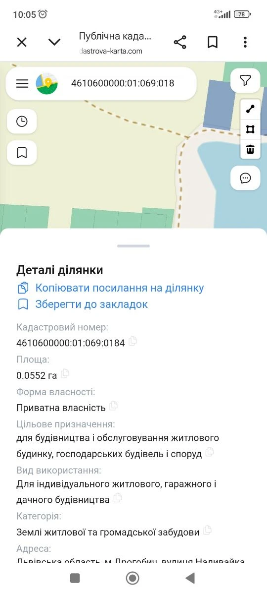 Приватизована земельна ділянка під забудову.
