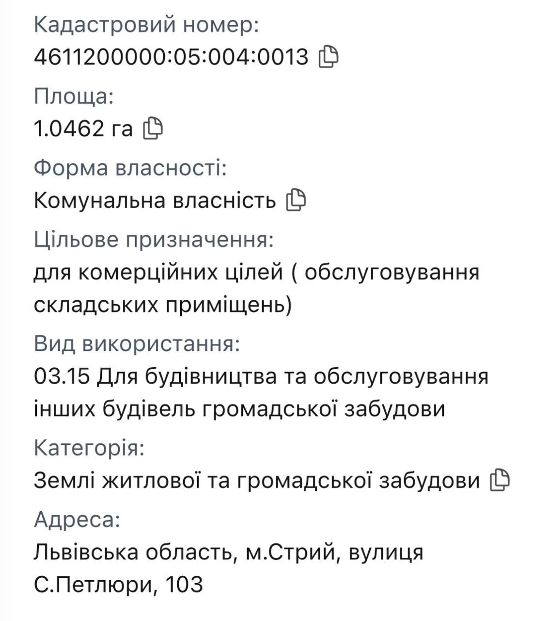 Земельна Ділянка у м.Стрий