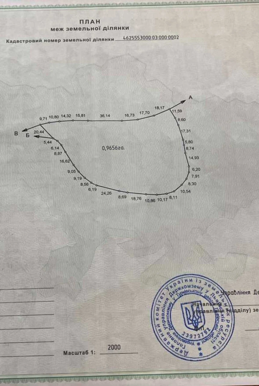 Пропонується унікальна земельна ділянка площею 1 гектар у ма