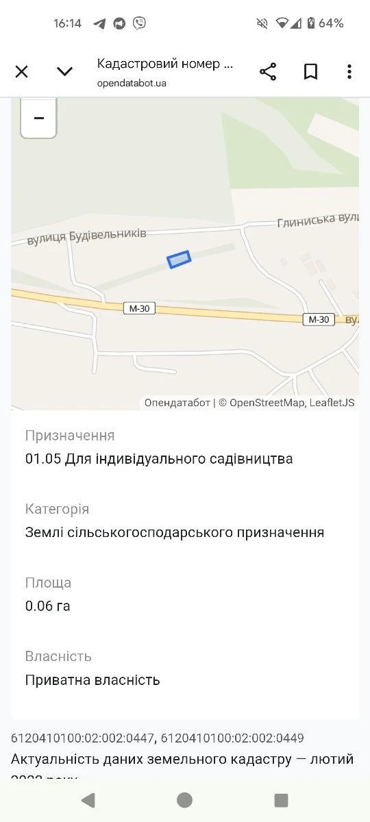 Земельна ділянка м.Бережани(Лісники)