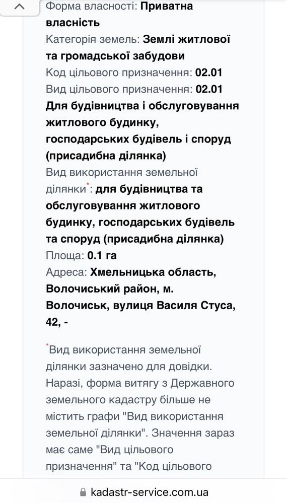 Земельна ділянка м.Волочиськ