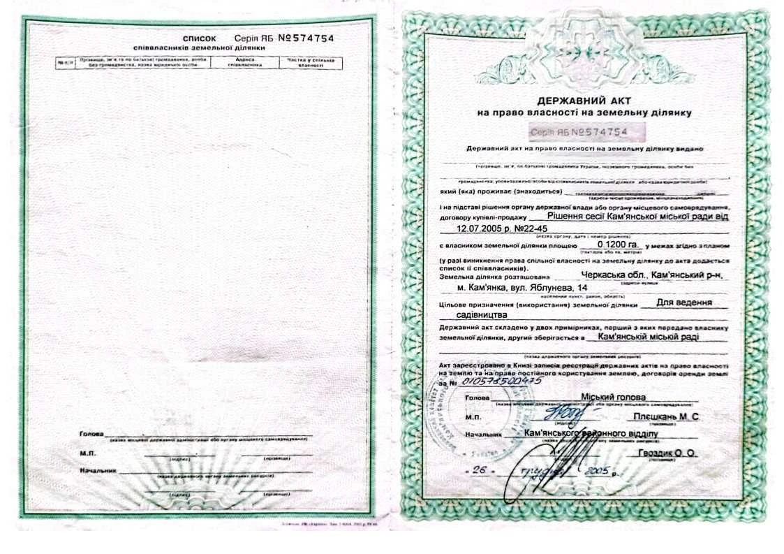 Земельна ділянка для садівництва (город)