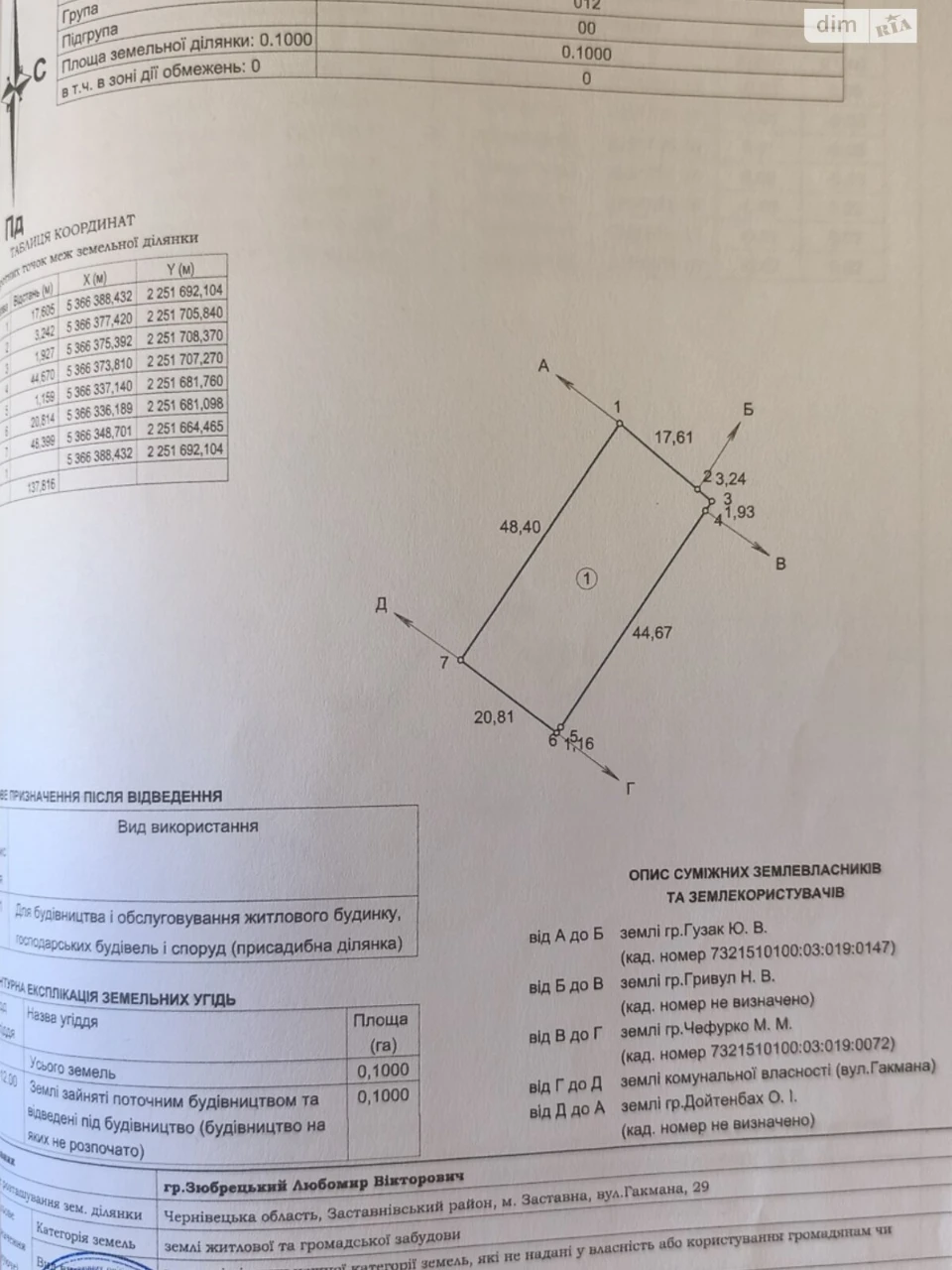 Продаж Ділянка під житлову забудову Заставна