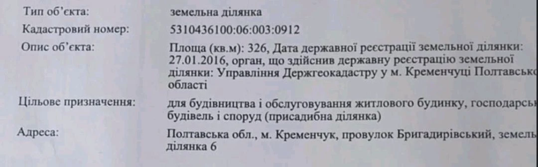 Земельна ділянка під будівництво в Нагірній частині міста.