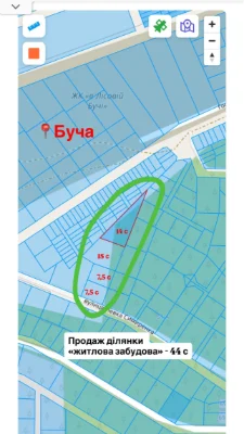 Без комісії!Продаж ділянок житлова забудова 15-19 соток, Буч