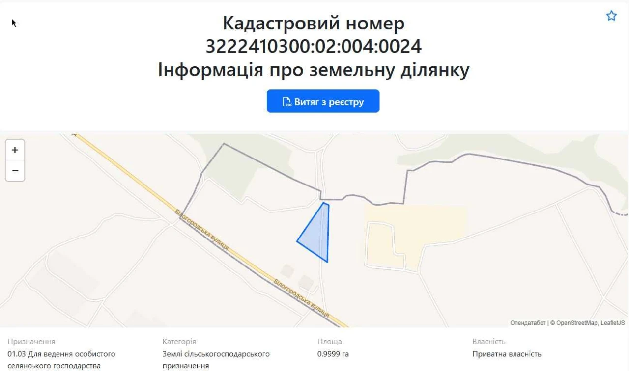 Продаж участка 1ГА в передмісті Києва (20км). Боярка (5км)