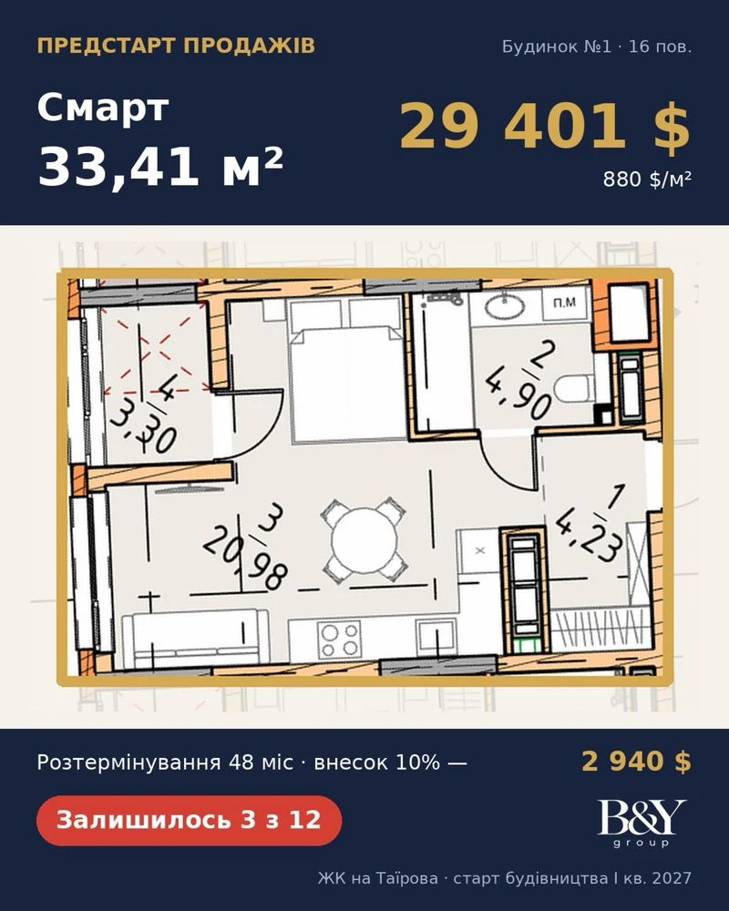 Предстарт! Таїрова, від 29 401 $, розтермінування 48 міс
