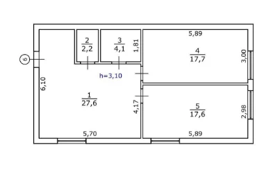 Квартира 69 м², 2 спальні, єОселя, газове опалення, Яслинськ