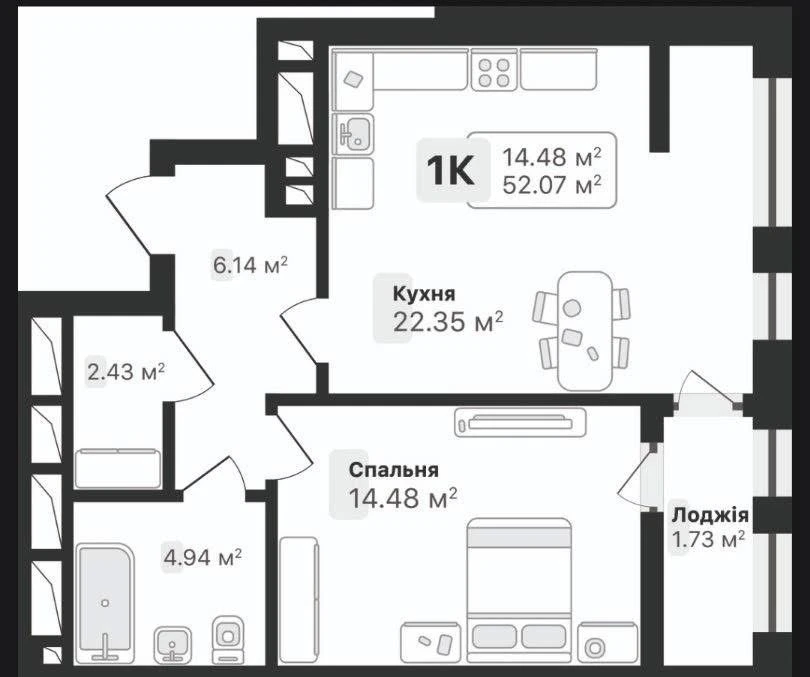 Продаж 1 кімнатної квартири