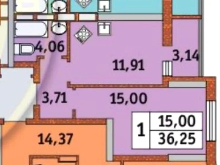 Продаж квартири 1-кімн. 38 м² 15/25 пов.