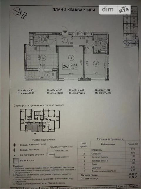 Sale of 2-room apartment 64.7 sq. m on Akademika Zabolotnogo St.