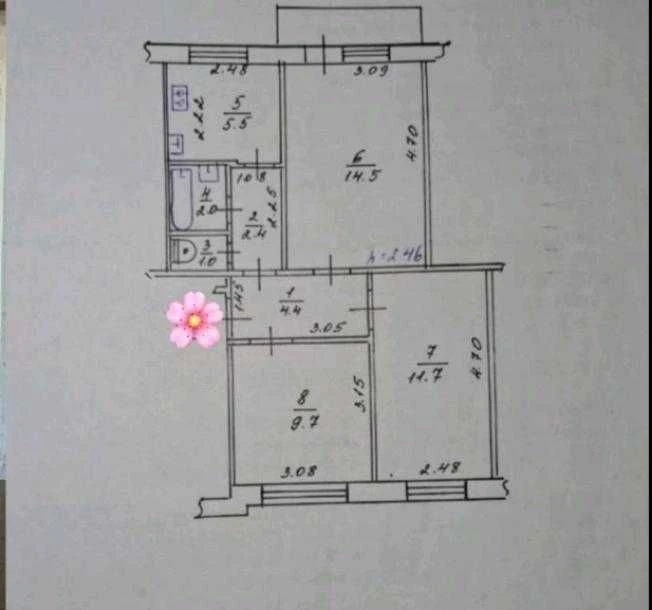 Продам 3к.кв. ХТЗ рынок.