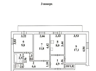 Продам 3-х квартиру на вул. Ак. Короєва, в центрі Таїрова! (