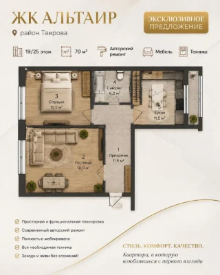 Продам 2-к квартиру з ремонтом в ЖК Альтаїр-1, Таїрова (3-31