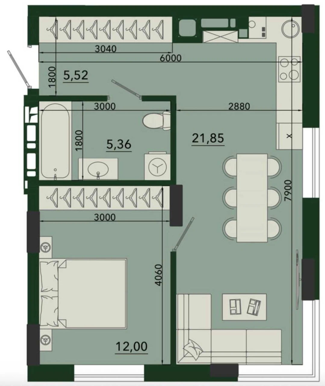 1-кім. квартира 44,7 м² на 4 поверсі у Шевченківському район