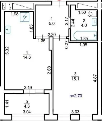 Продаж 1-кімнатної квартири 43 м² | ЖК ВЕЖА | вул. Хмельниць