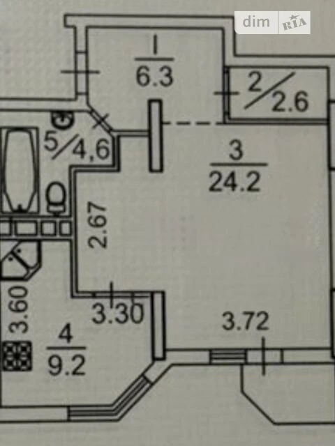 Sale of 1-room apartment 47.6 sq. m. on Stepana Rudnytskoho St. 3/