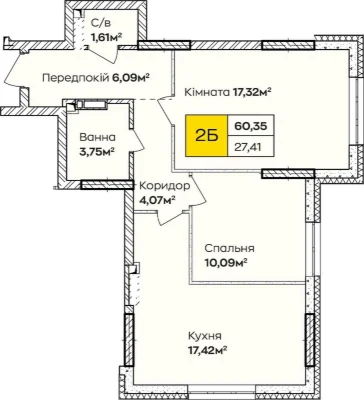 Двокімнатна квартира 60 м² під єОселю, Позняки, 21-й поверх