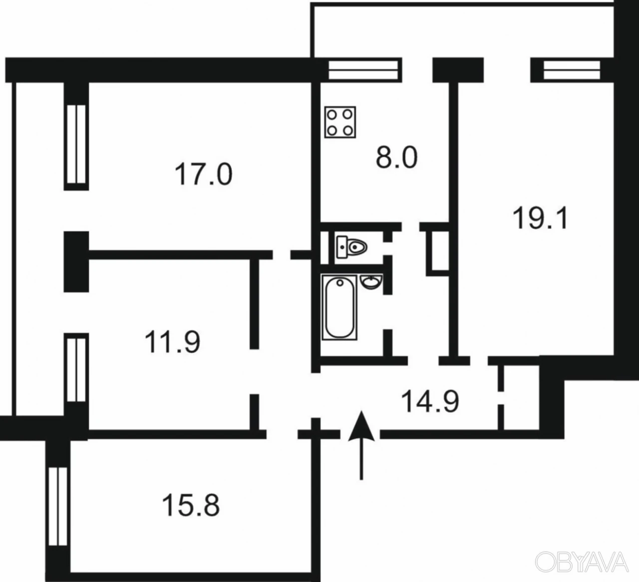 4-room apartment, 96 sq.m.