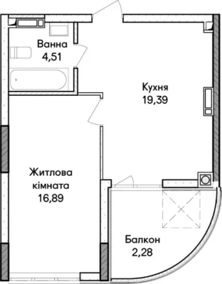 Однокімнатна квартира 43 м² в Ірпені під єОселю 3 % — 11 300