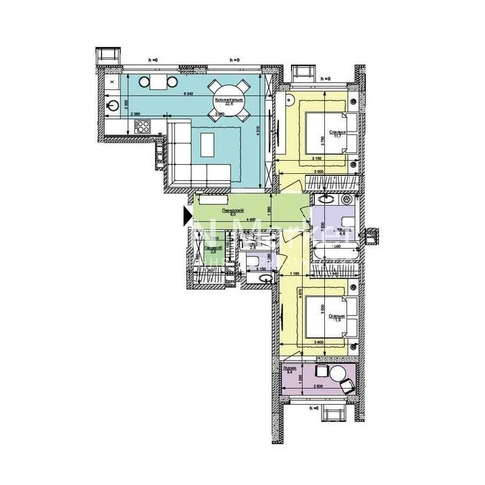 2-room apartment for sale 65.8 m² with a view of the courtyard in Fai