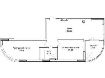 Двокімнатна квартира 67 м² в Ірпені під єОселю від 17 300 гр
