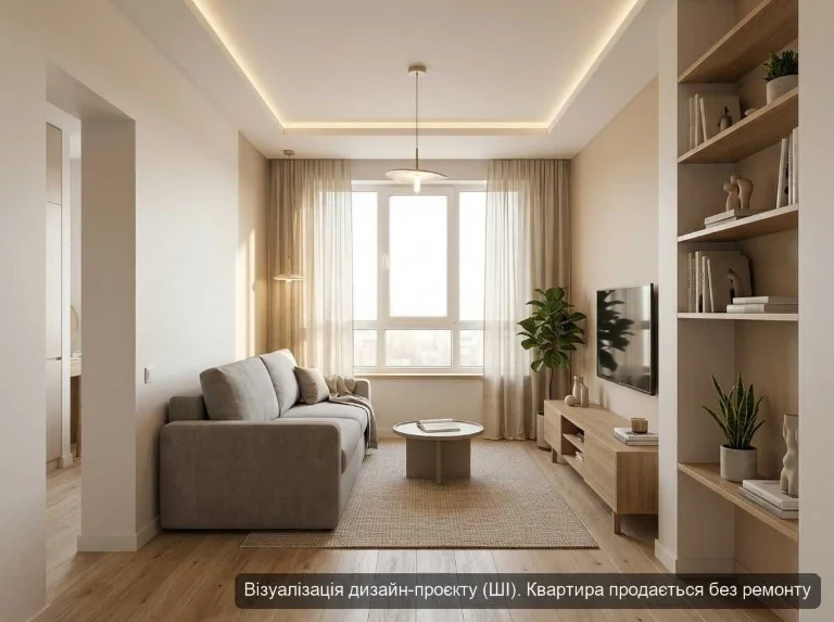 Однокімнатна квартира 43 м² в Ірпені, кухня 16,5 м², ідея ре