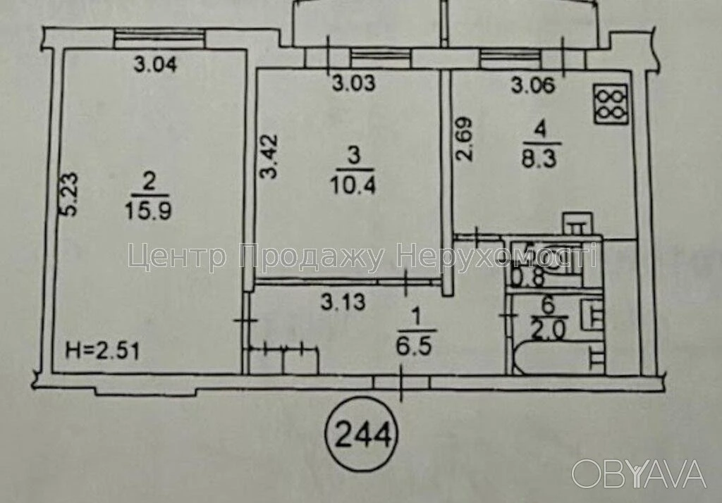 2-комнатная квартира, 47.6 м.кв.