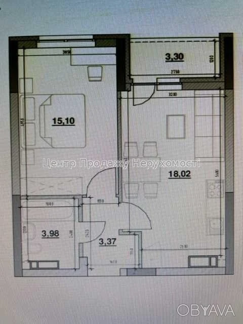 1-комнатная квартира, 44 м.кв.