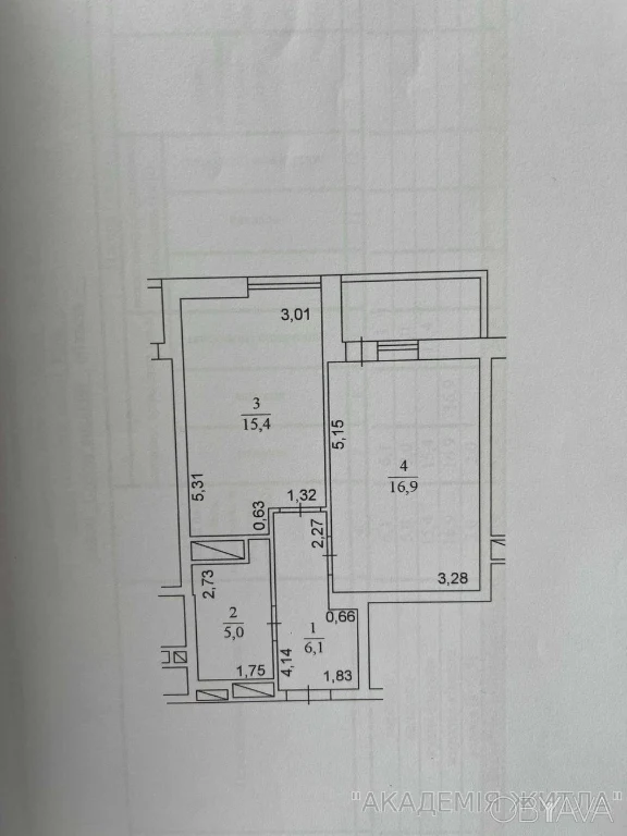 1-комнатная квартира, 46 м.кв.