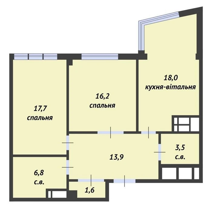 sale of 2-room apartment in the residential complex Boulevard of Fountains Best price! Repair