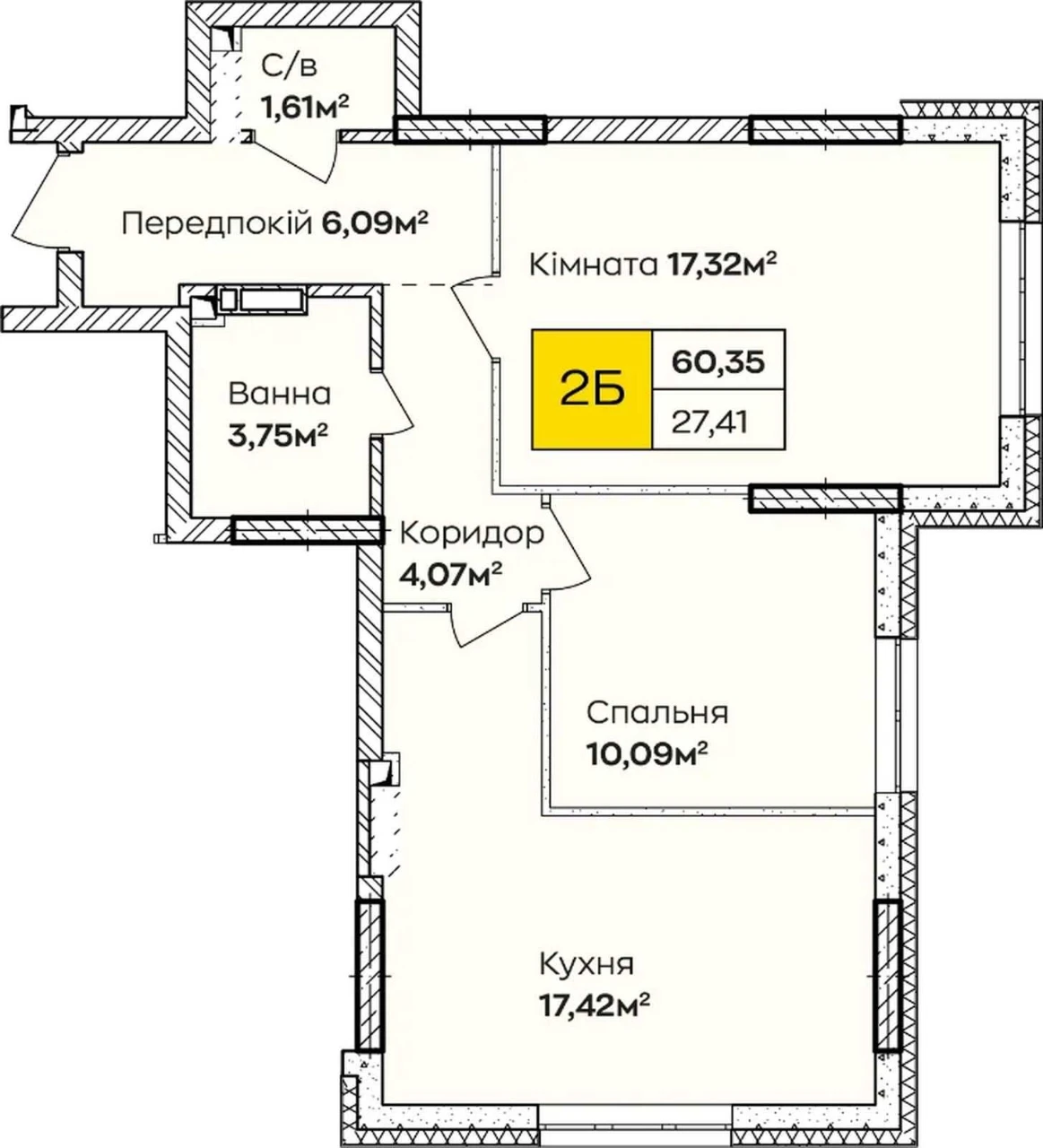 Двокімнатна квартира 60 м² на Позняках зі знижкою 5%, від за