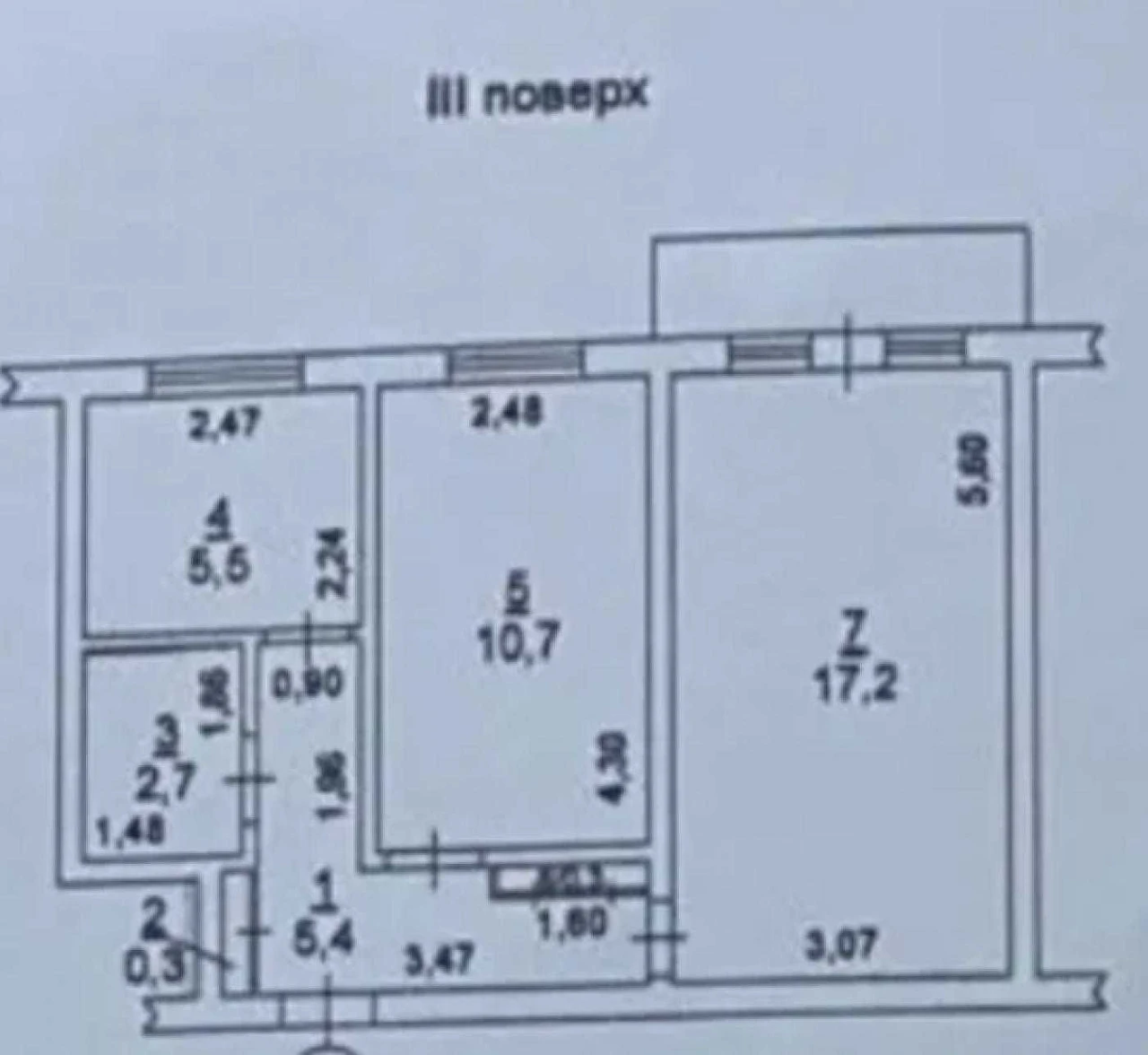 2к 42,9 м² на Черемушках під ремонт, 35 000 $, нові вікна